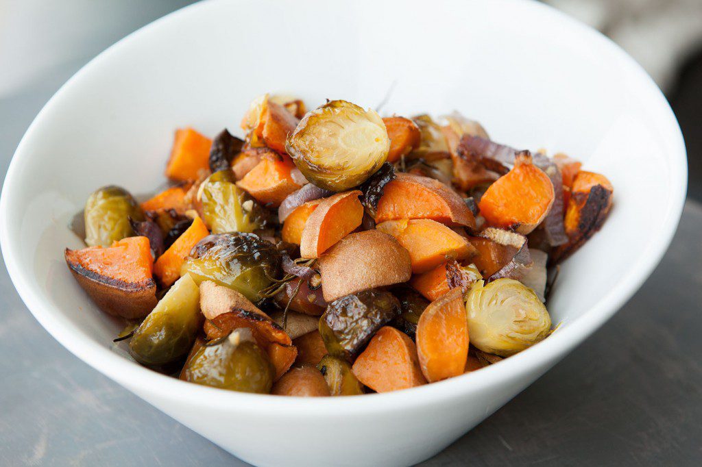 Brussels Sprouts and Sweet Potatoes with Rosemary