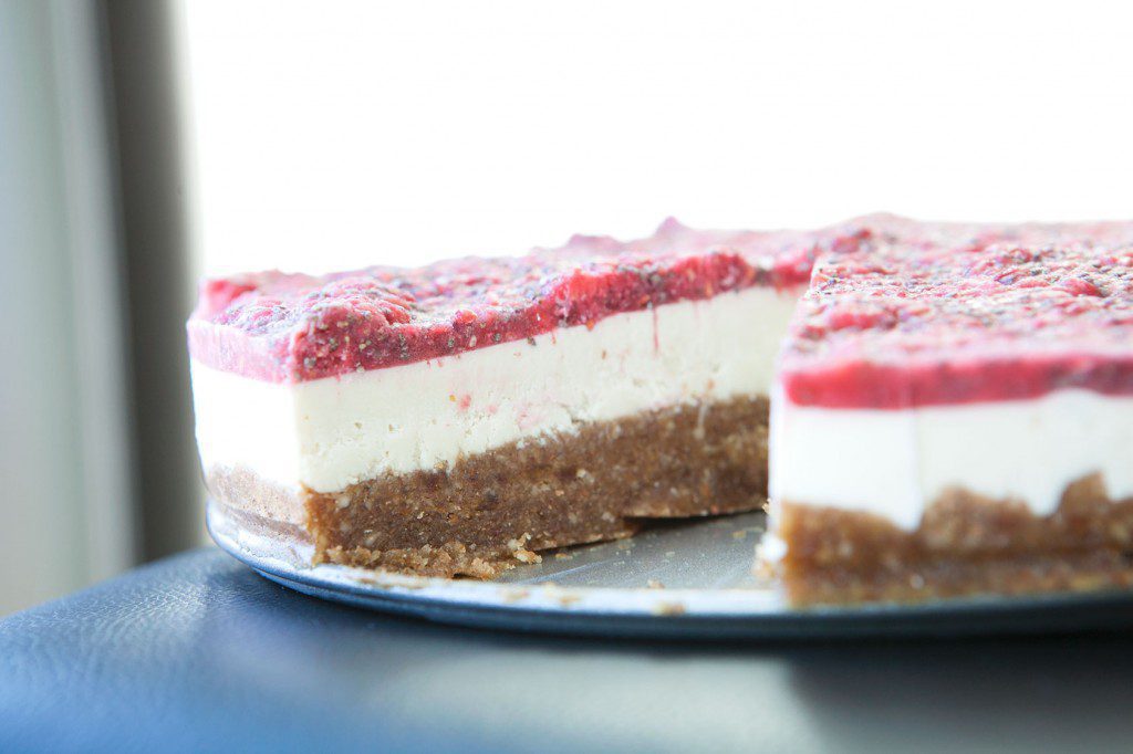 RAW Raspberry Chia Paleo Cheesecake