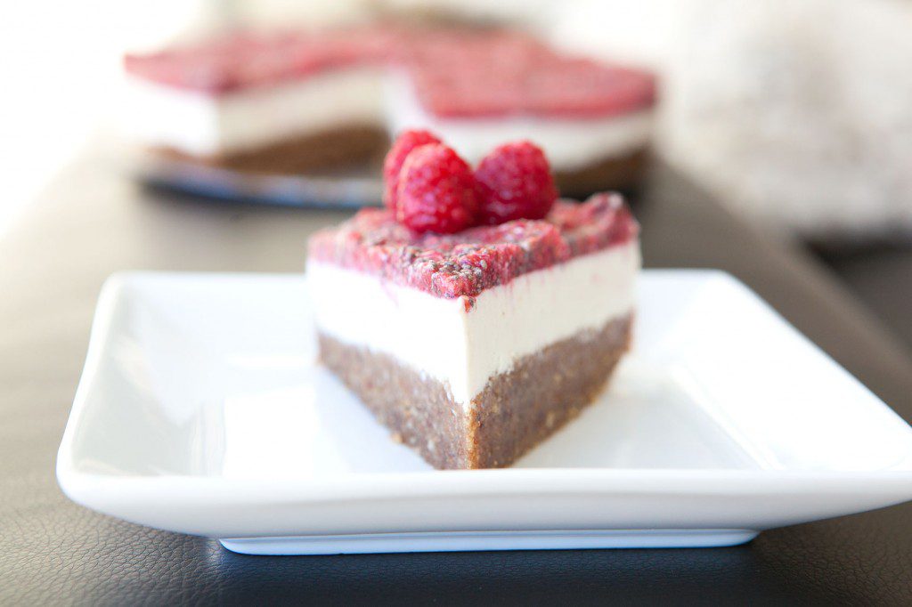 RAW Raspberry Chia Paleo Cheesecake