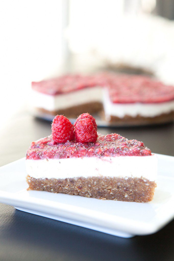 RAW Raspberry Chia Paleo Cheesecake