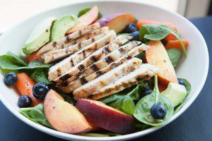 Spinach, Peaches and Chicken Summer Salad