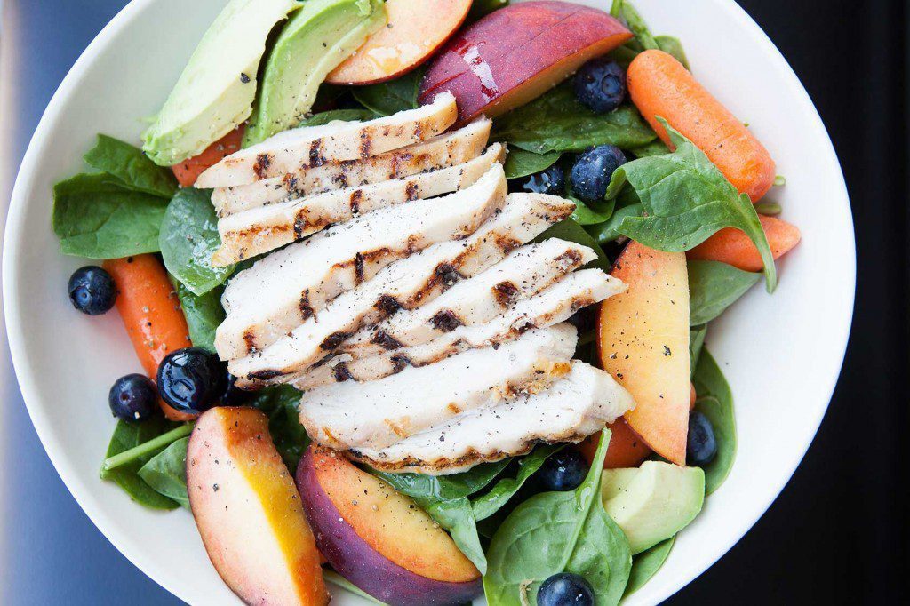 Spinach, Peaches and Chicken Summer Salad