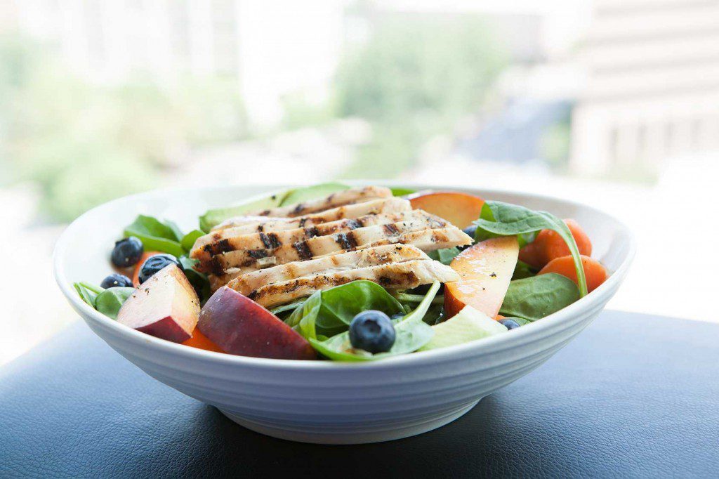 Spinach, Peaches and Chicken Summer Salad