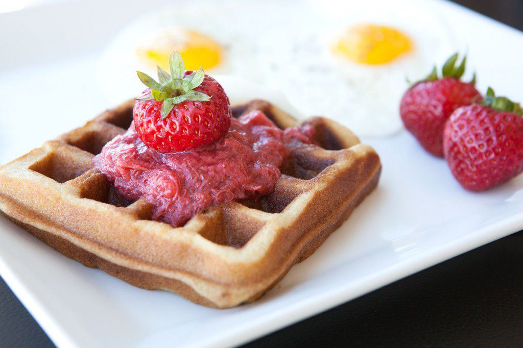 Strawberry Macadamia Nut Paleo Waffles