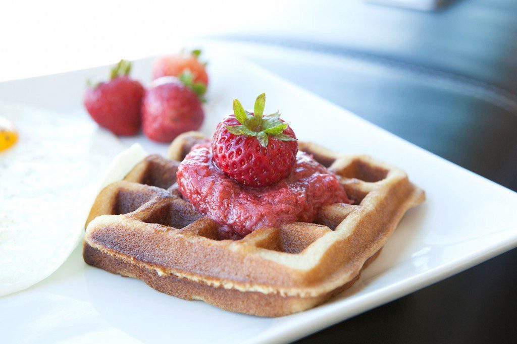 Strawberry Macadamia Nut Paleo Waffles