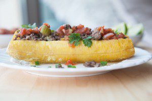 Plantain Boats with Spicy Beef