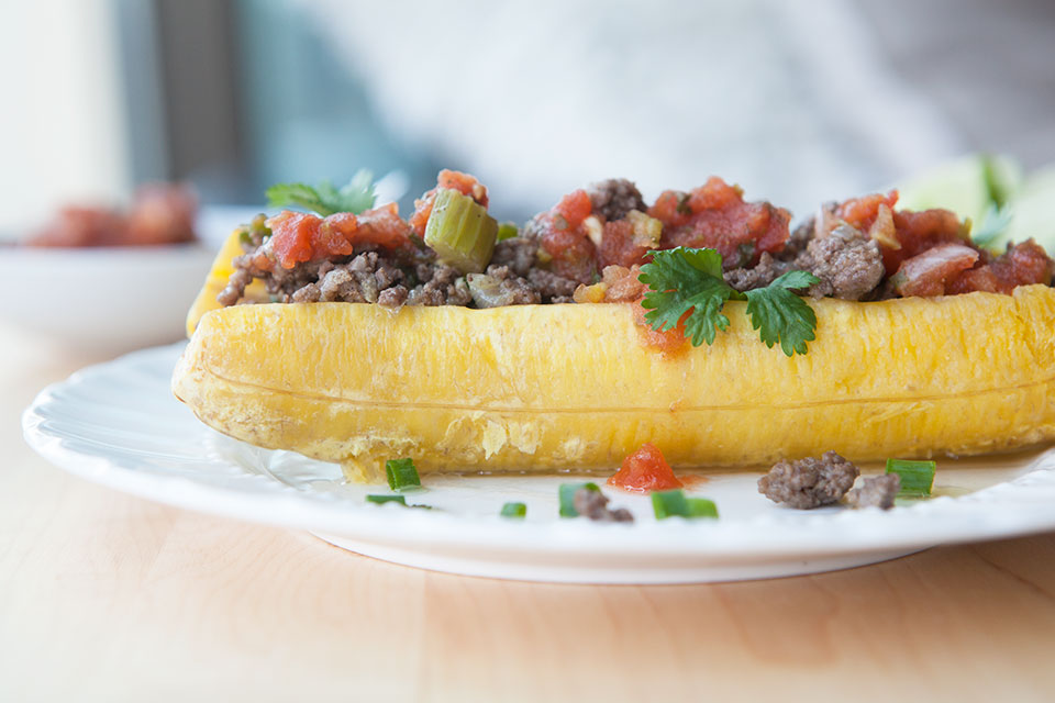 Plantain Boats with Spicy Beef