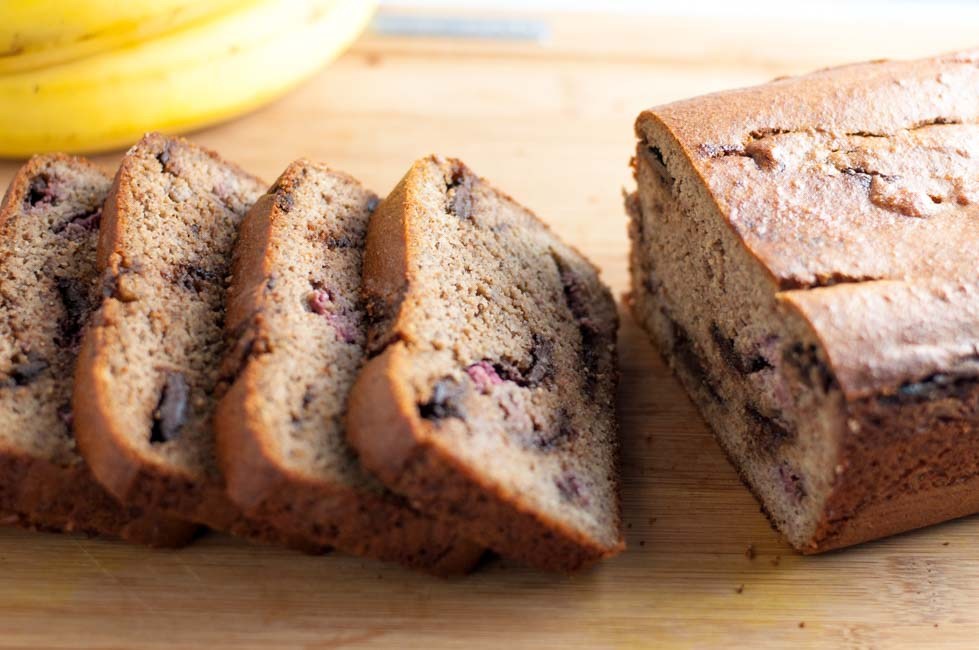 13. Chocolate Swirl Banana Bread With Raspberries