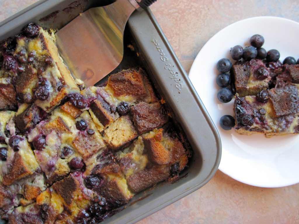 Blueberry and Chocolate Chip Bread Pudding