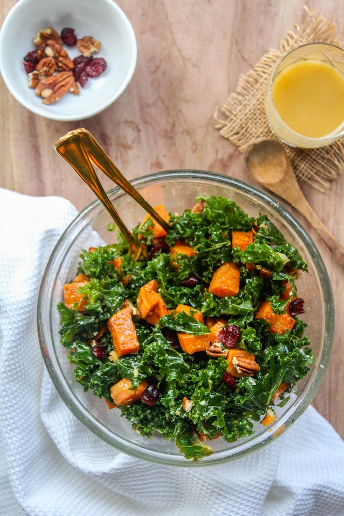 Spicy Roasted Sweet Potato Kale Salad