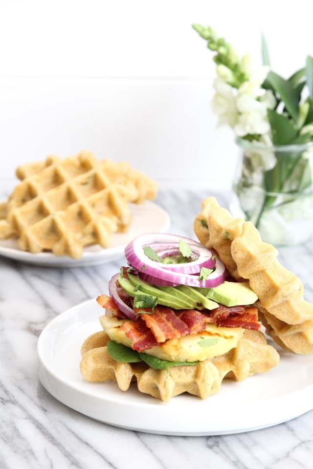 Bacon, Grilled Pineapple and Jalapeno Waffle Sliders