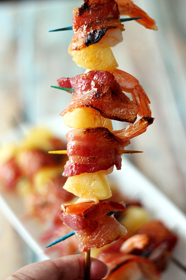 Bacon Wrapped Shrimp & Pineapple Skewers