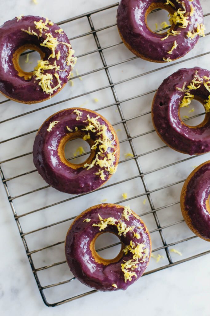 Baked Lemon Donuts with Blackberry Glaze