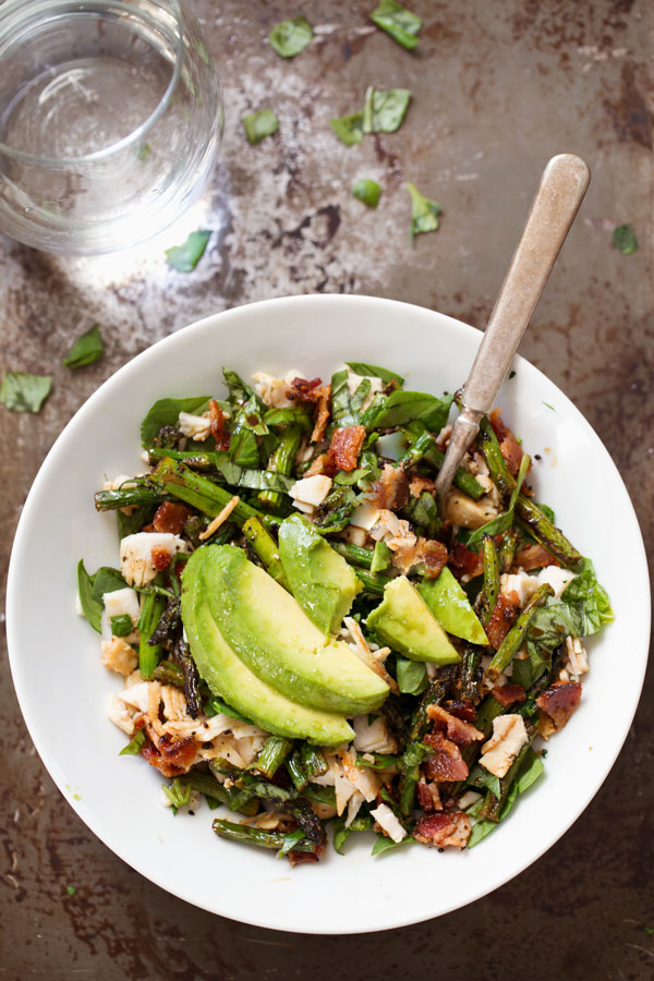 Chicken Bacon Avocado Salad With Roasted Asparagus