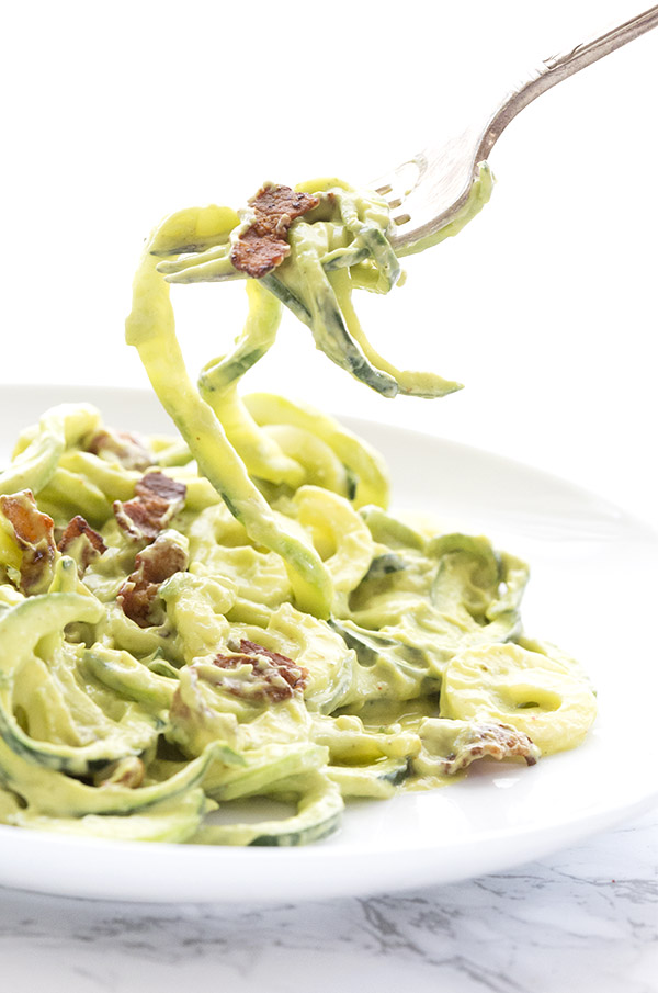 Creamy Avocado & Bacon Zoodles