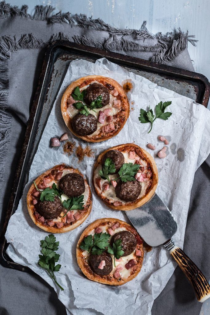 Gluten Free Meatballs Bacon Pizzas