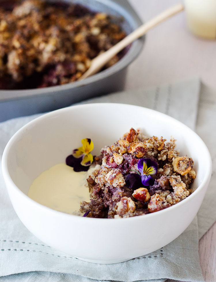 Grain-Free Rhubarb, Raspberry, & Apple Crumble