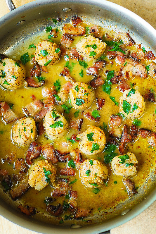 Seared Scallops with Bacon in Lemon Butter Sauce
