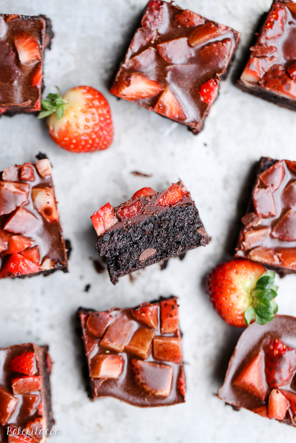 CHOCOLATE COVERED STRAWBERRY BROWNIES (GLUTEN FREE + PALEO)