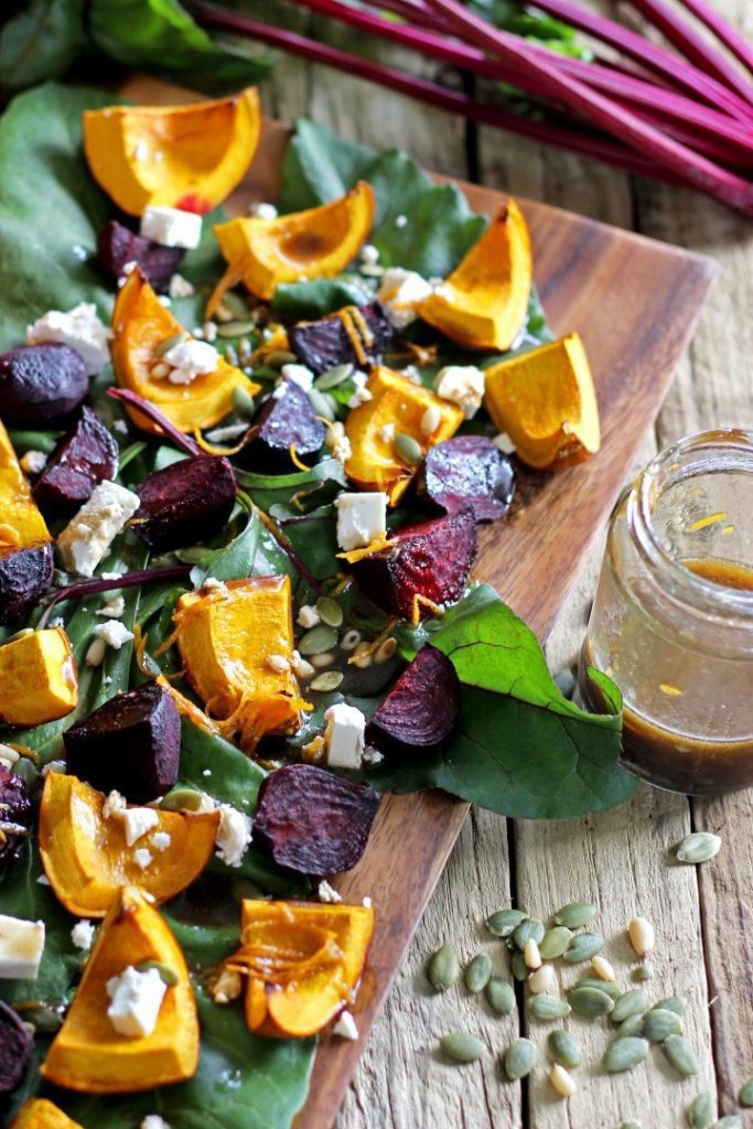 AUTUMN HARVEST ROAST VEGE SALAD WITH ORANGE & MAPLE DRESSING