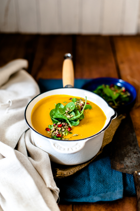 PUMPKIN, CARAMELIZED ONION, FENNEL AND APPLE SOUP