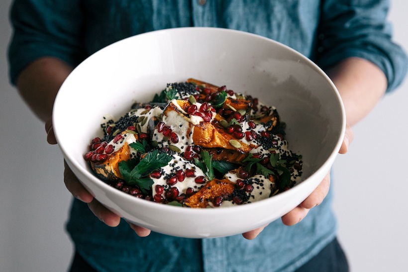 PUMPKIN SALAD WITH POMEGRANATE AND CUMIN YOGURT