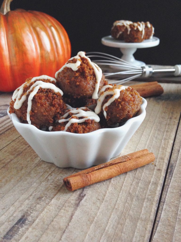 PUMPKIN “CREAM CHEESE” DONUT HOLES