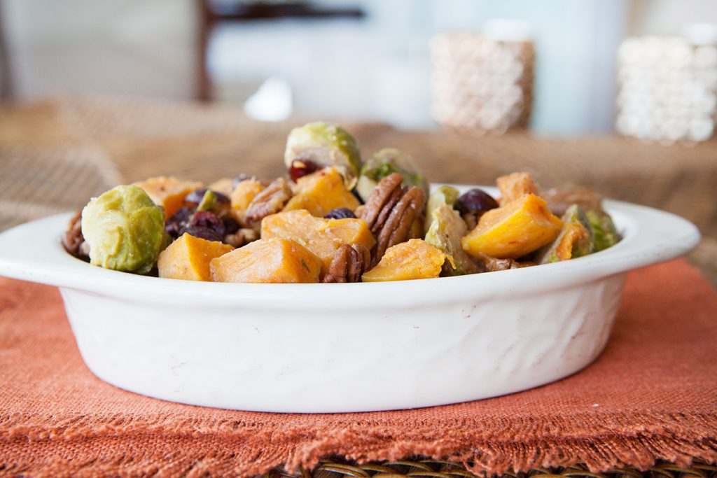 Oven Roasted Butternut Squash and Brussels Sprouts