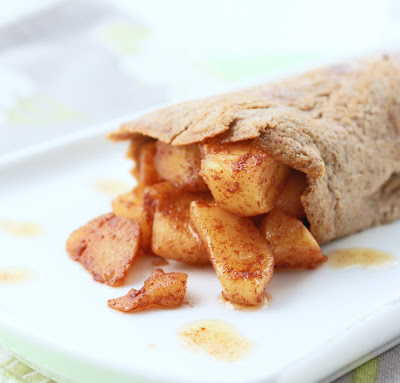 LOW CARB CREPES WITH WARM APPLE COMPOTE