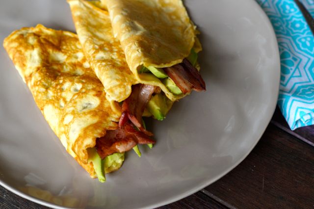 SAVOURY PALEO CREPES WITH BACON AND AVOCADO RECIPE