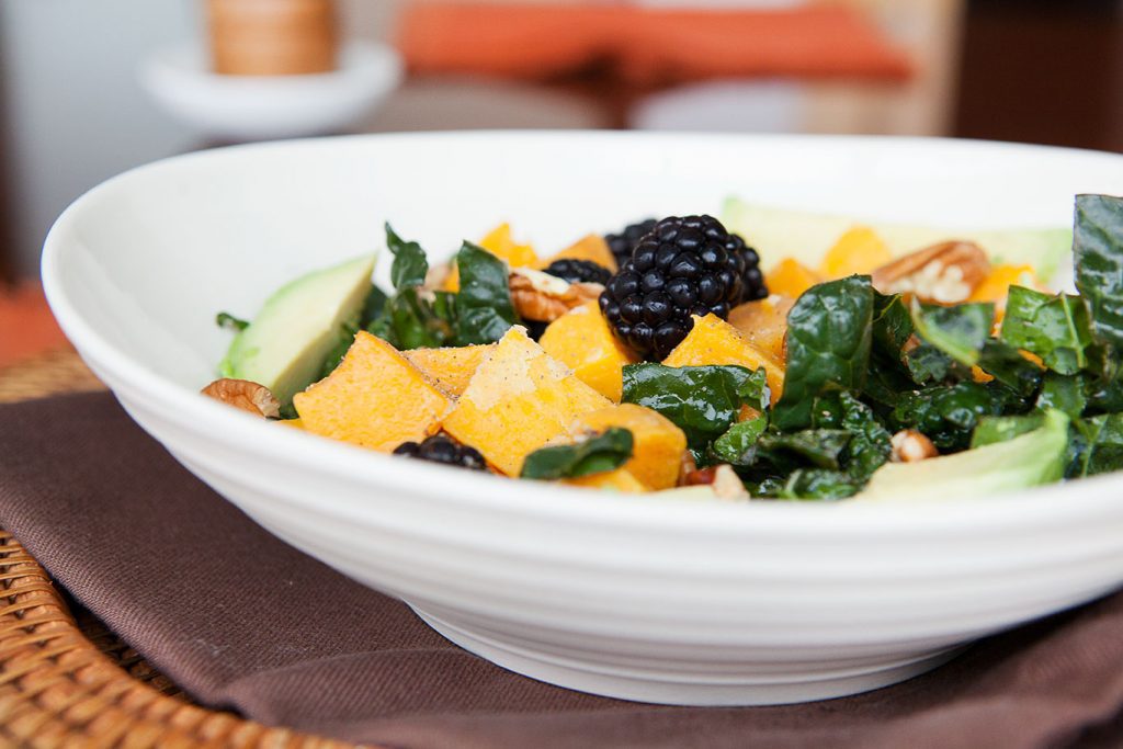 Squash and Blackberry Winter Kale Salad