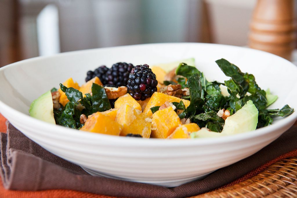 Squash and Blackberry Winter Kale Salad