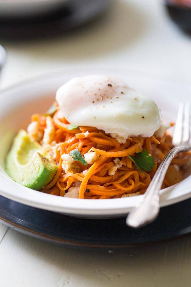 BREAKFAST BURRITO BOWL WITH SWEET POTATO NOODLES