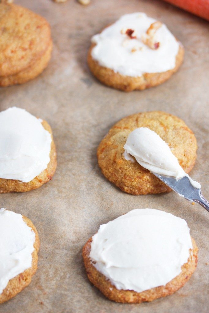 CARROT CAKE COOKIES WITH VANILLA MAPLE FROSTING