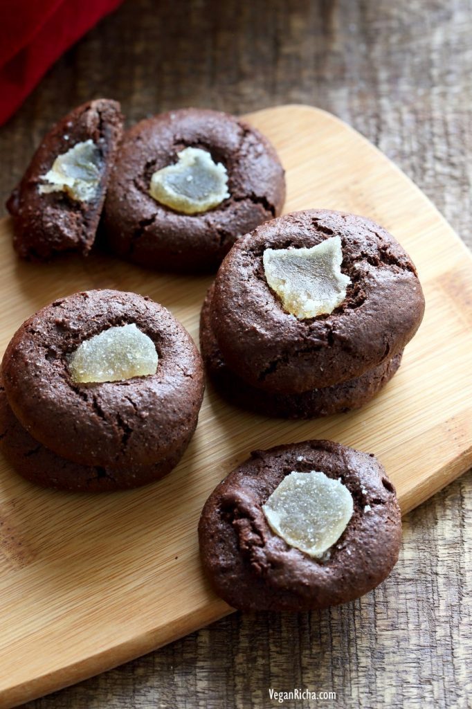 FUDGY CHOCOLATE COOKIES WITH CANDIED GINGER GLUTEN-FREE