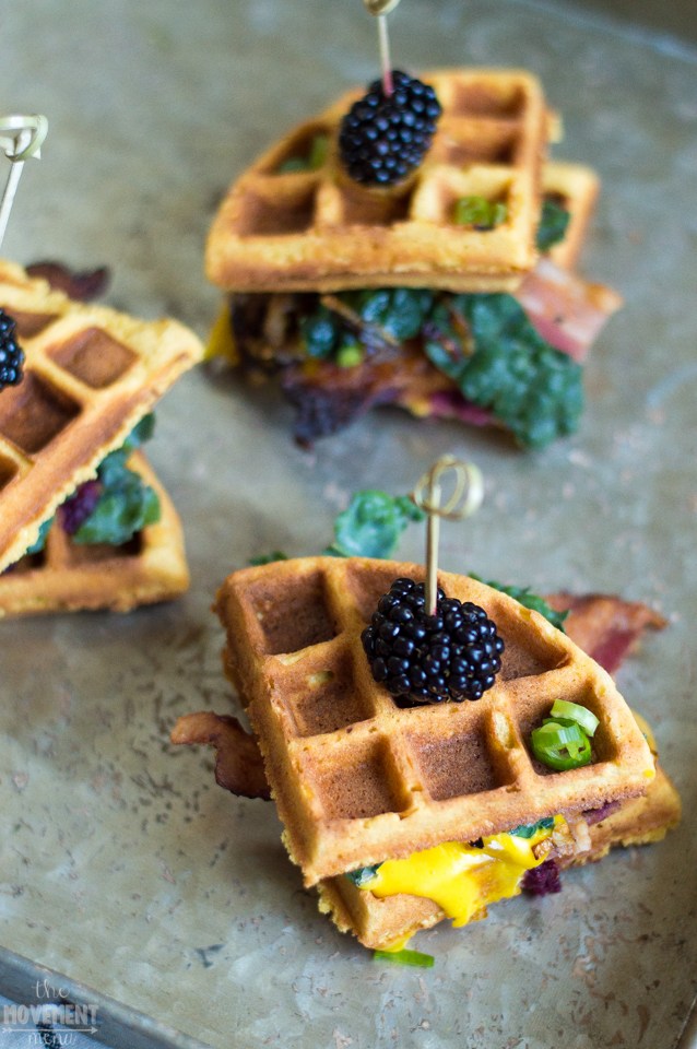 SWEET AND SAVORY WAFFLES BENEDICT STACKS