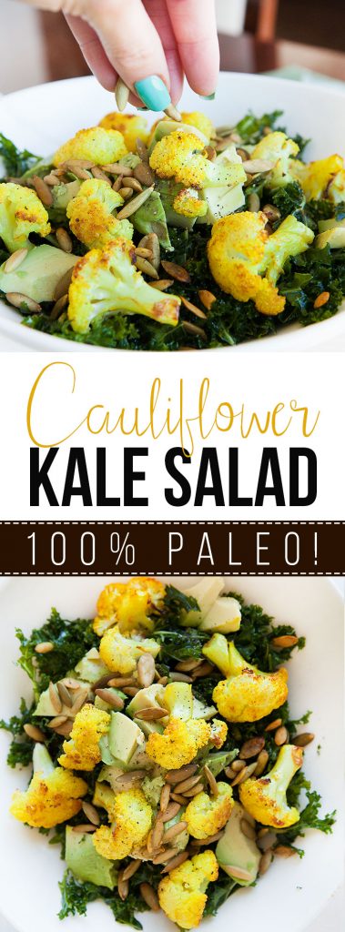 Turmeric Cauliflower Kale Salad with Roasted Pepitas