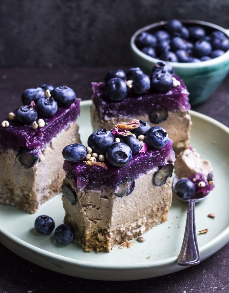 ALMOND BUTTER MOUSSE AND BLUEBERRY JELLY SLICE