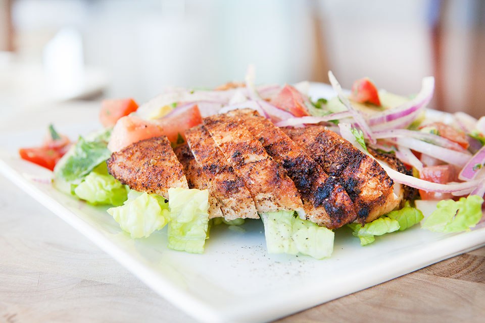 BLACKENED CHICKEN WITH AVOCADO AND CUCUMBER SALSA