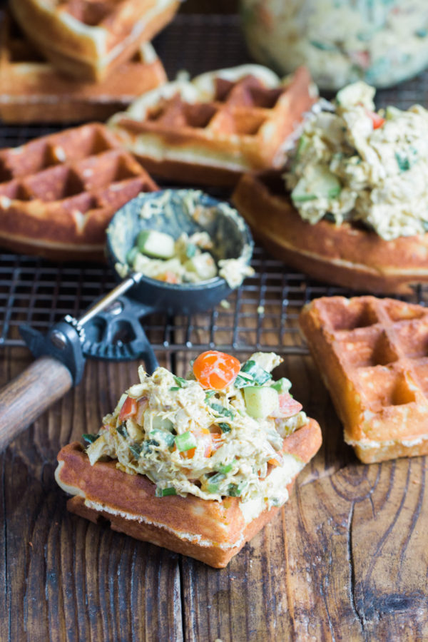 CURRIED CHICKEN SALAD & WAFFLE BREAD