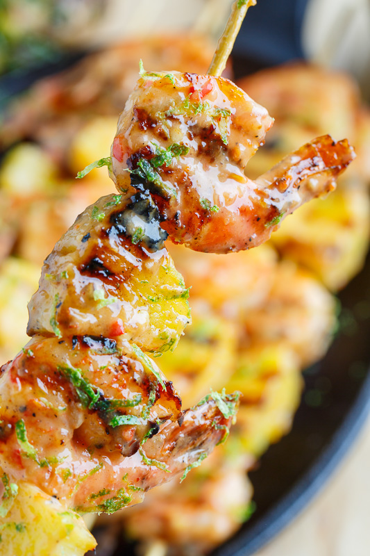 GRILLED COCONUT AND PINEAPPLE SWEET CHILI SHRIMP