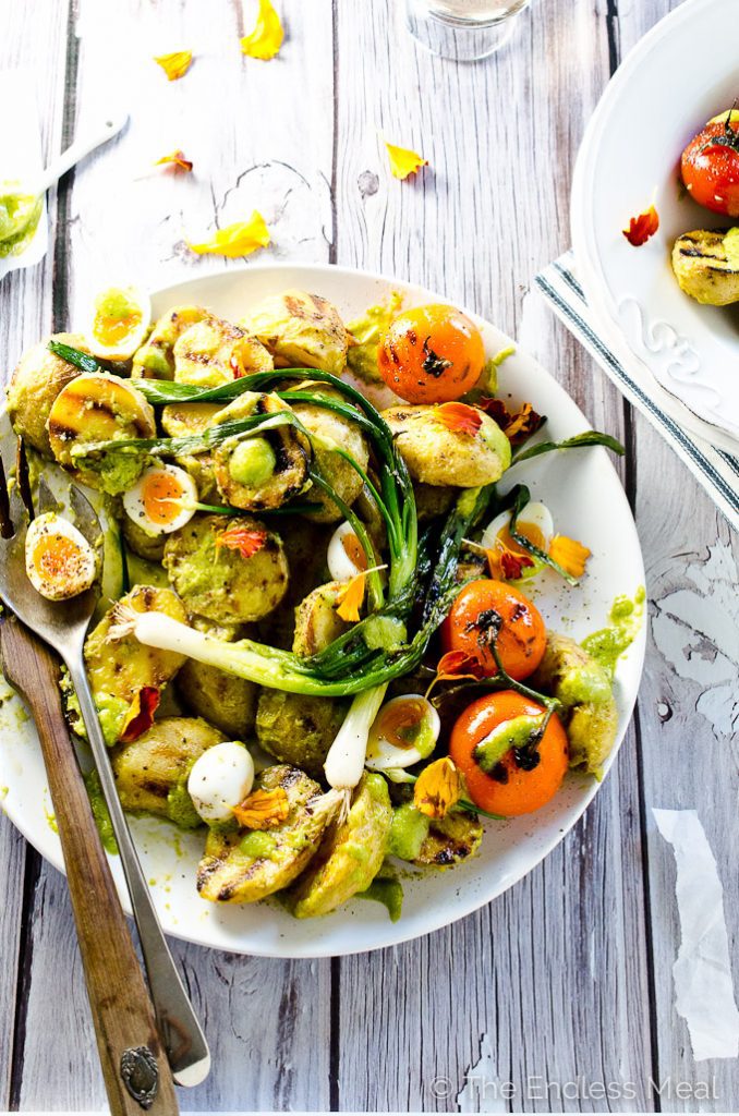 GRILLED POTATO SALAD WITH SCALLION PESTO