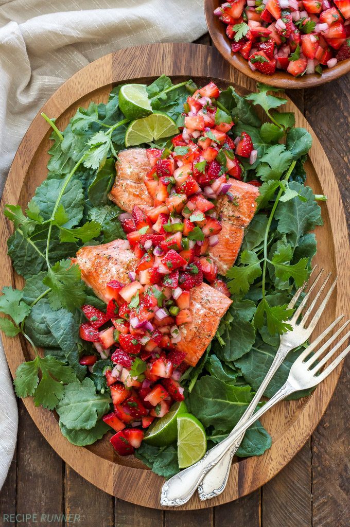 GRILLED SALMON WITH STRAWBERRY JALAPEÑO SALSA