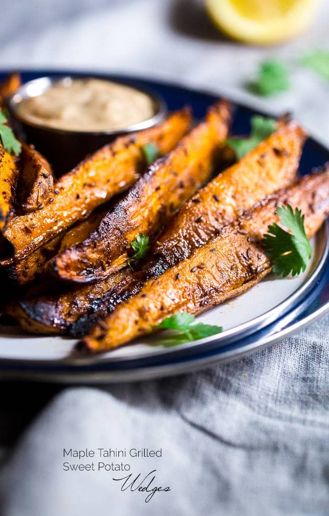 MAPLE TAHINI GRILLED SWEET POTATOES