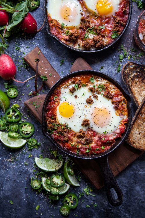 PALEO FIERY BAKED EGGS WITH CHORIZO