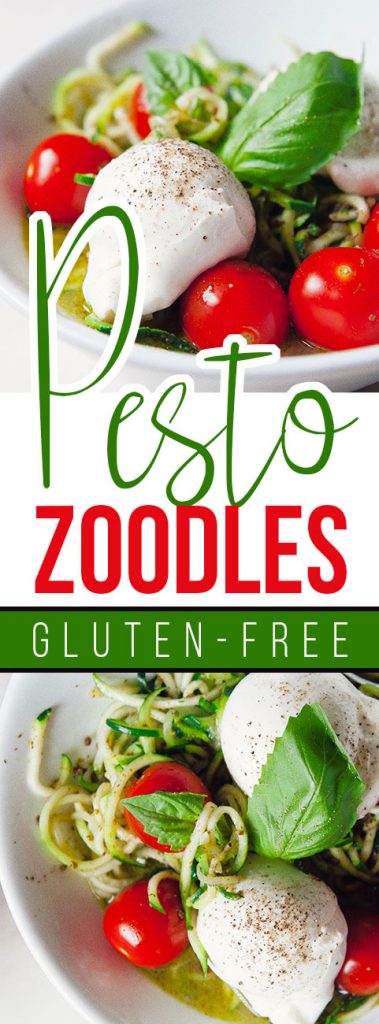 Pesto Zoodles with Burrata Cheese and Basil