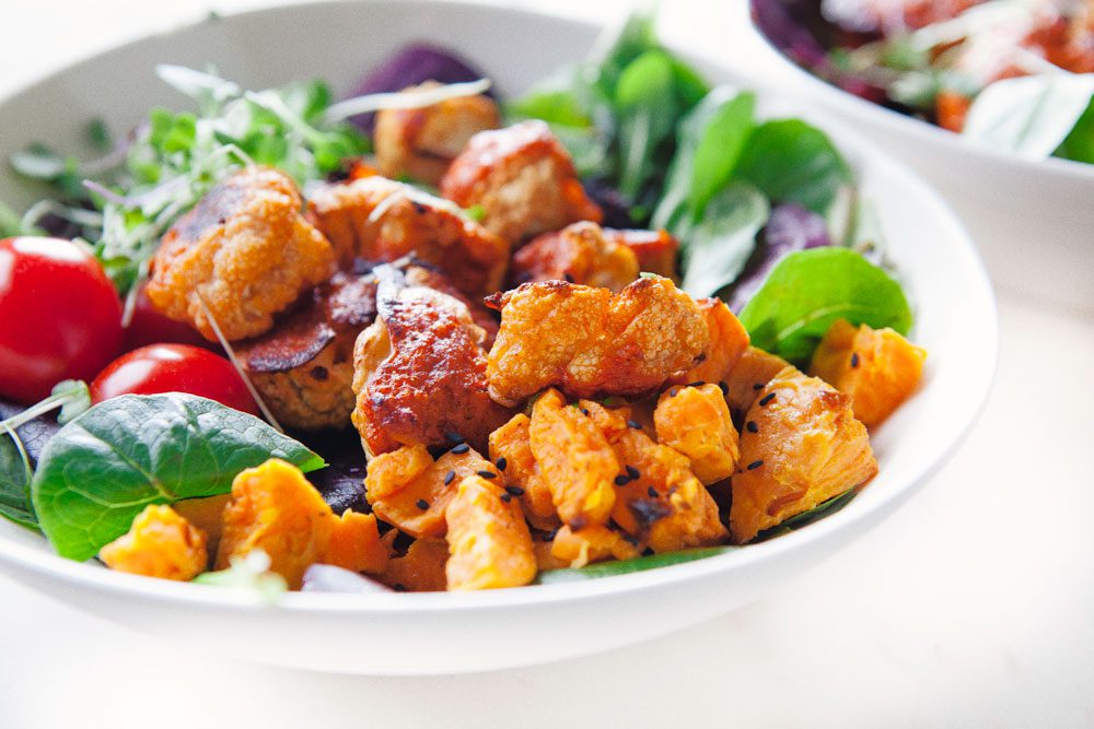 Cauliflower Wings Greens Salad