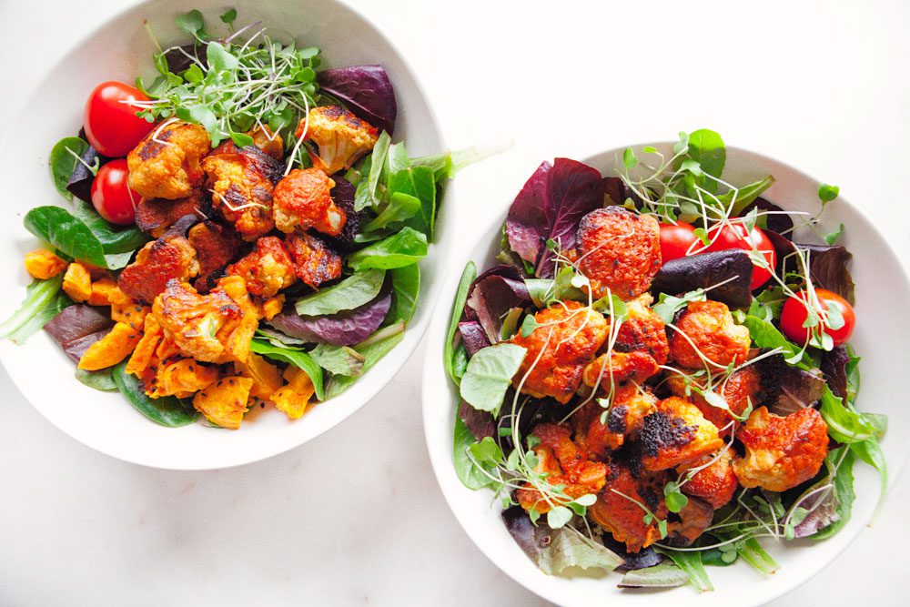 Cauliflower Wings Greens Salad