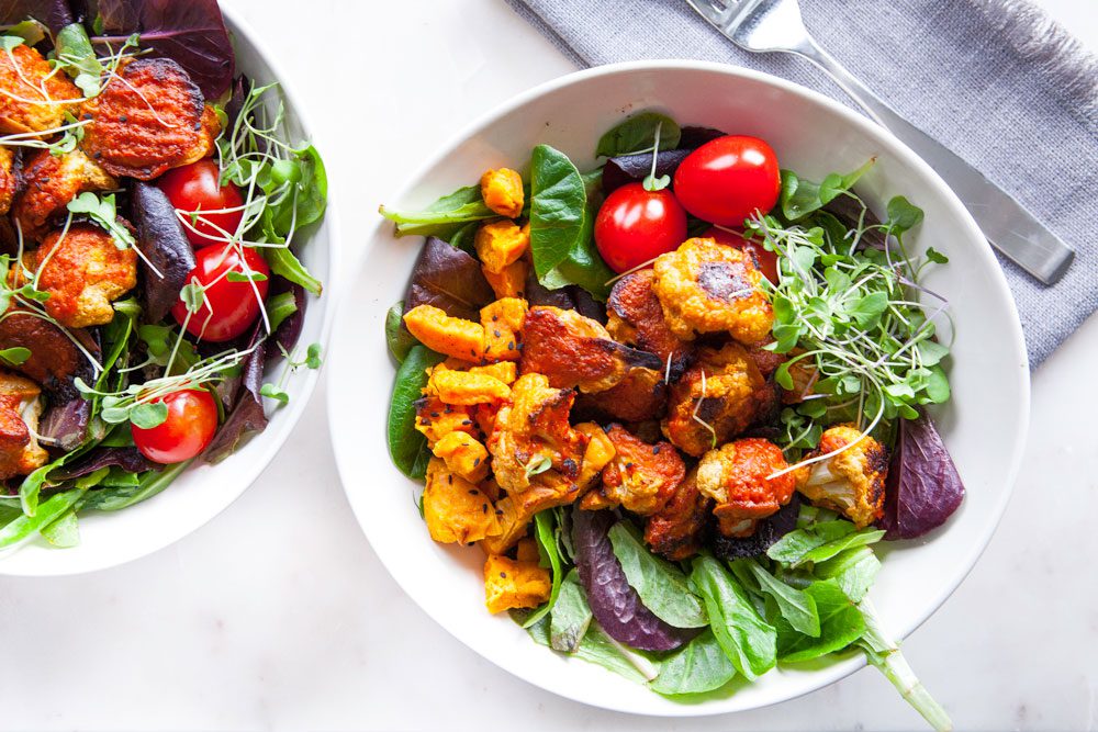 Cauliflower Wings Greens Salad