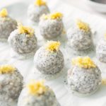 Lemon Energy Balls with Poppy Seed Coconut Glaze